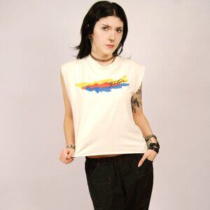 80s G.I. Joe's Graphic Cutoff T-Shirt (L) large white vintage workout rocker